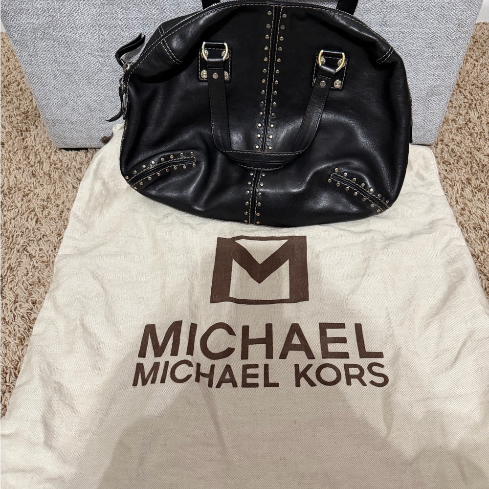 Michael Kors Black Leather Studded Tote